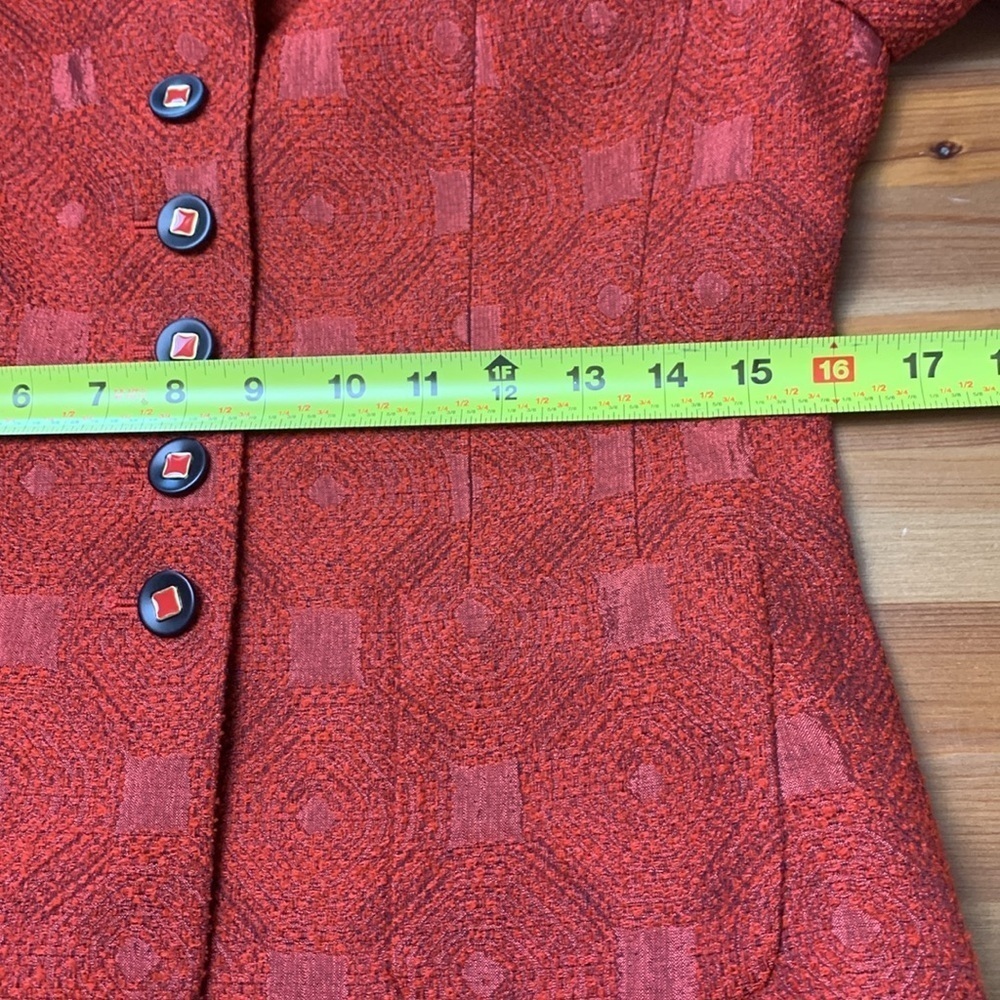 Louis Feraud Vintage Wool Blend, Lined, Rusty Red Blazer and Skirt Set - Picture 12 of 17